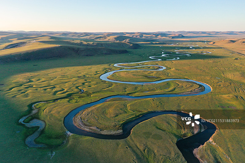 莫日格勒河，呼伦贝尔大草原。图片素材