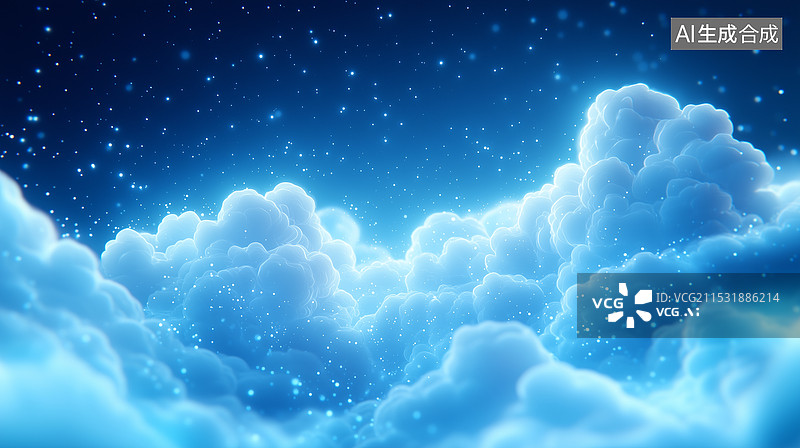 【AI数字艺术】夜晚梦幻的星空云海背景图片素材