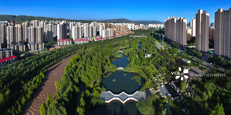 青海省西宁市青海体育中心海湖体育中心航拍图片素材