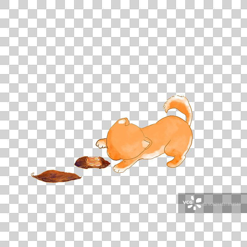 大黄狗玩耍扒红薯动态免扣素材卡通手绘图片素材