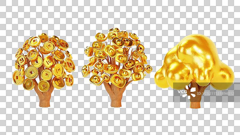 3D黄金发财树金钱树铜钱树摇钱树图片素材