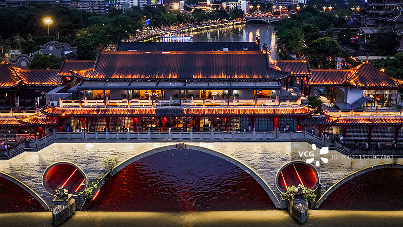 航拍成都安顺廊桥图片素材