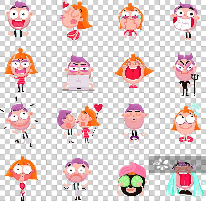 人物贴纸套装图片素材