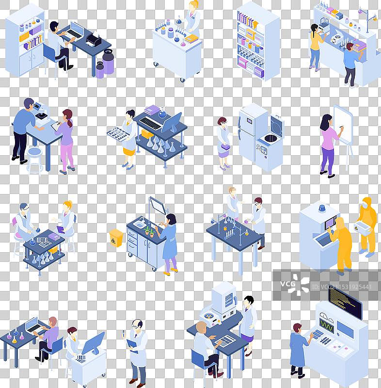 等距科学实验室图标集图片素材