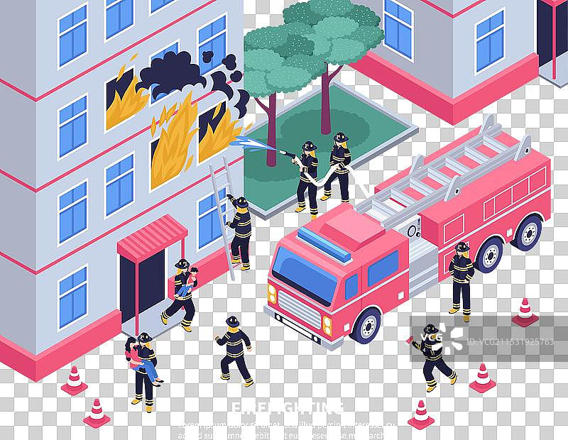 等距消防员图片素材