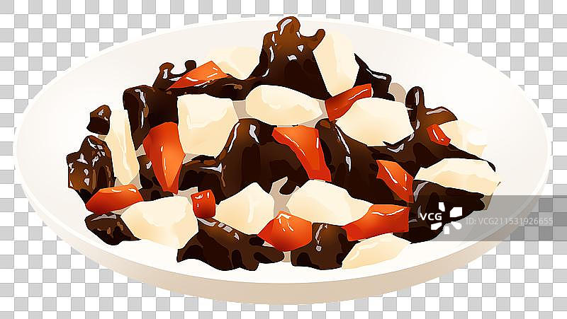 中餐美食食物食材饮食健康做菜做饭凉拌黑木耳炒山药甜椒辣椒卡通资讯插画图片素材