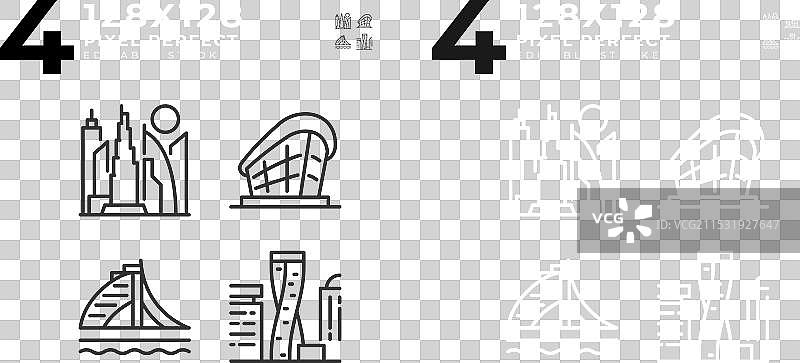 迪拜现代建筑地标线性图标图片素材