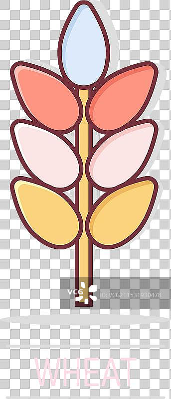 漫画风格的小麦图标与大麦卡通形象图片素材