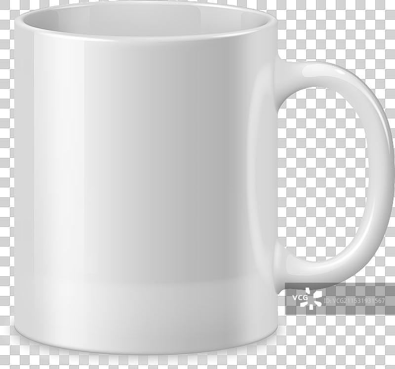 逼真的白色陶瓷咖啡杯陶瓷器皿图片素材