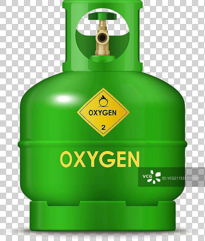 真实的氧气气体金属气瓶绿色罐图片素材