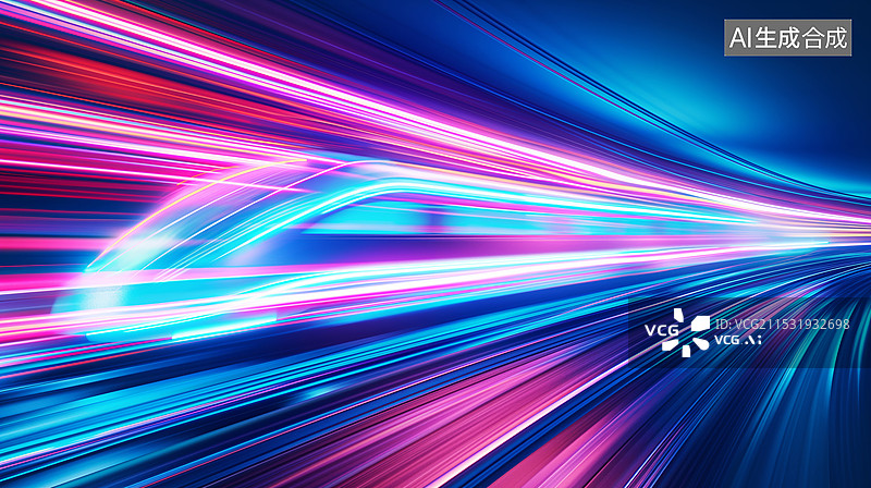 【AI数字艺术】一列高速行驶的抽象列车图片素材