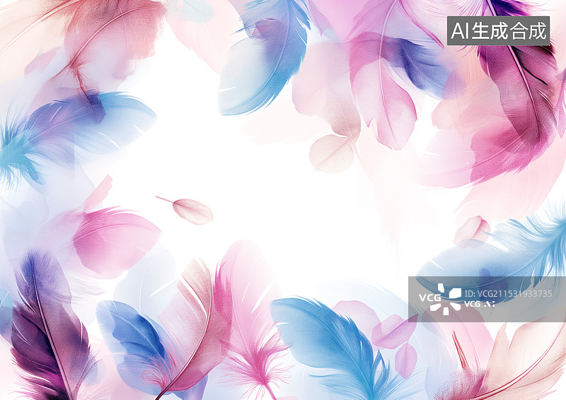 【AI数字艺术】彩色的羽毛背景素材图片素材