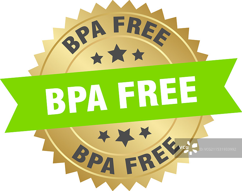 无 BPA 的圆形绿色和金色标签图片素材