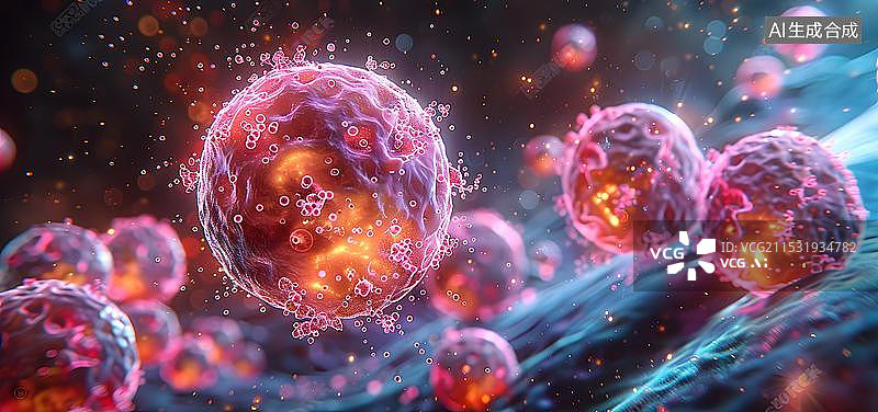 【AI数字艺术】神经元 病毒 细菌 生物医药科技背景图图片素材