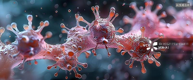 【AI数字艺术】神经元 病毒 细菌 生物医药科技背景图图片素材