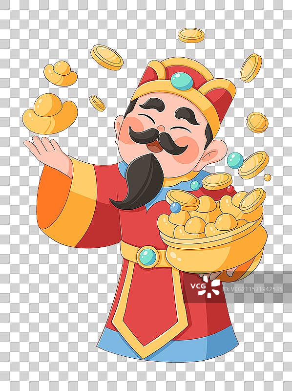 新年吉祥迎财神元宝金币珍珠图片素材