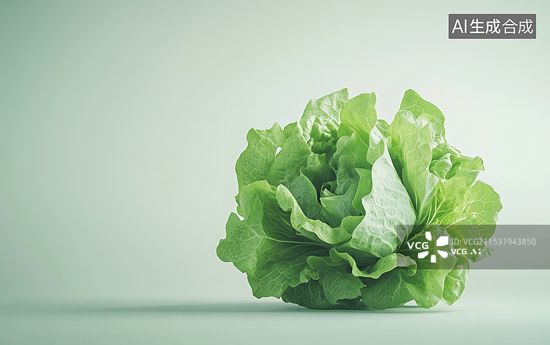 【AI数字艺术】一颗新鲜的绿色卷心菜。卷心菜的叶子层层叠叠，呈现出鲜艳的绿色图片素材