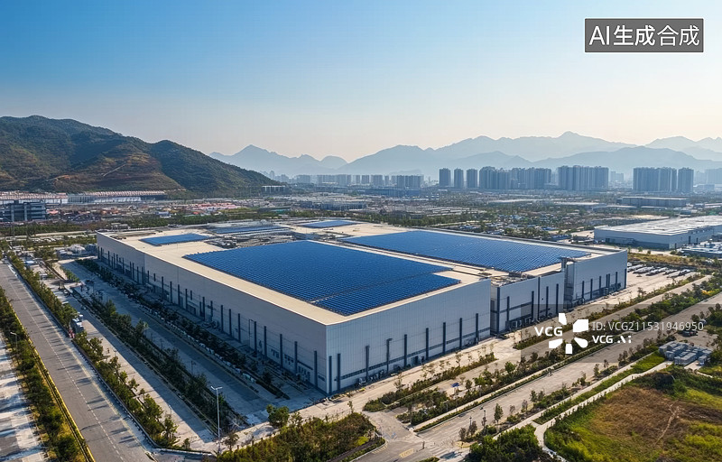 【AI数字艺术】一座位于城市边缘的污水处理厂。工厂周围有河流和桥梁，远处可以看到城市的高楼大厦。图片素材