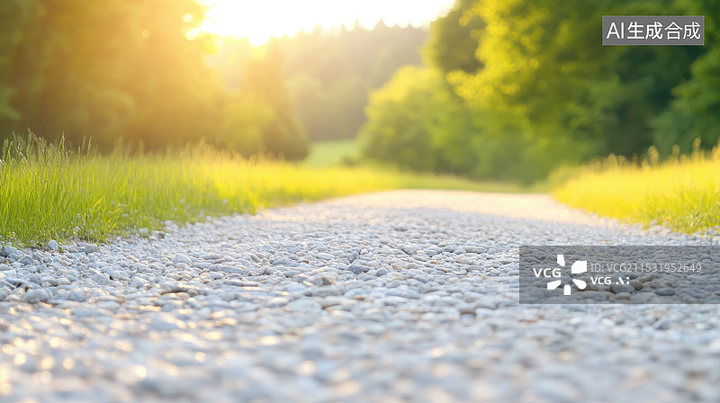 【AI数字艺术】晨光石路远景图片素材