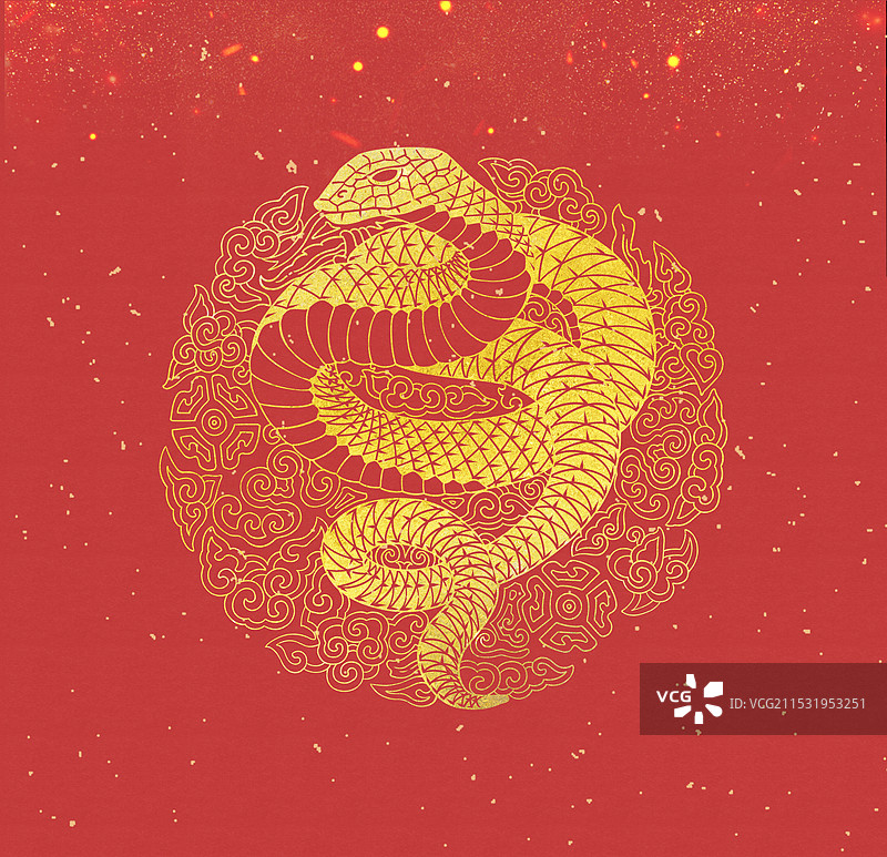 蛇年烫金纹样插画图片素材