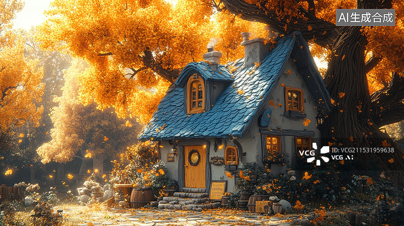 【AI数字艺术】童话般的小房子图片素材