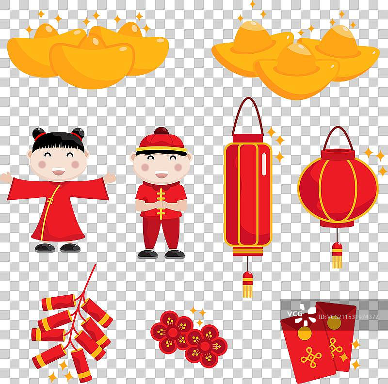 中国新年装饰元素套件图片素材