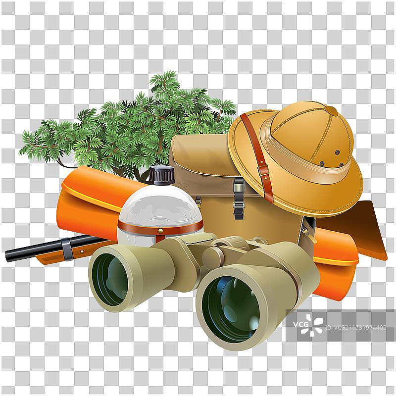 带望远镜的野生动物探险概念图片素材