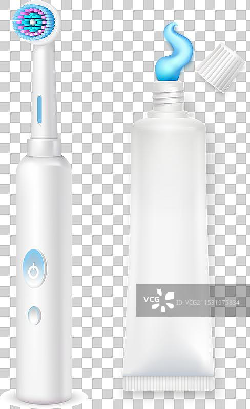 电动牙刷和牙膏管套装图片素材
