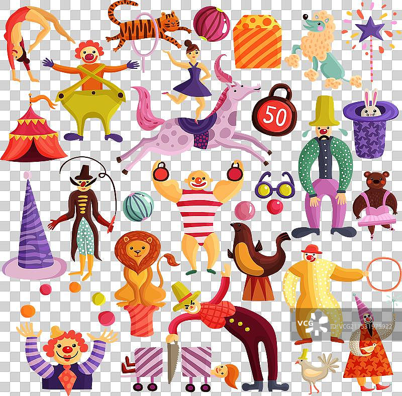 马戏团装饰图标集图片素材