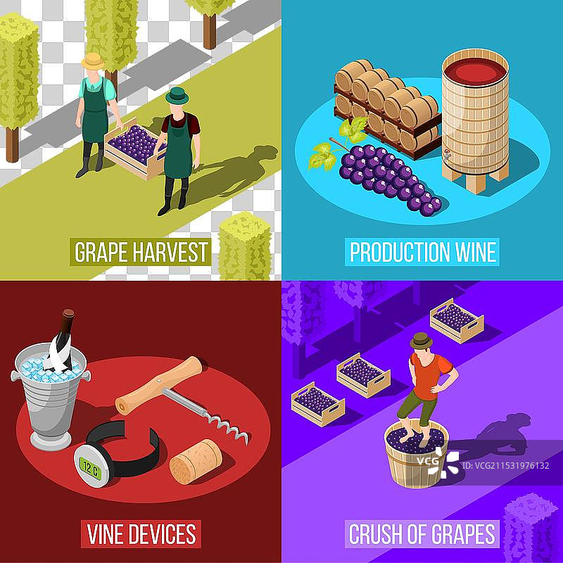 葡萄酒等距设计概念图片素材