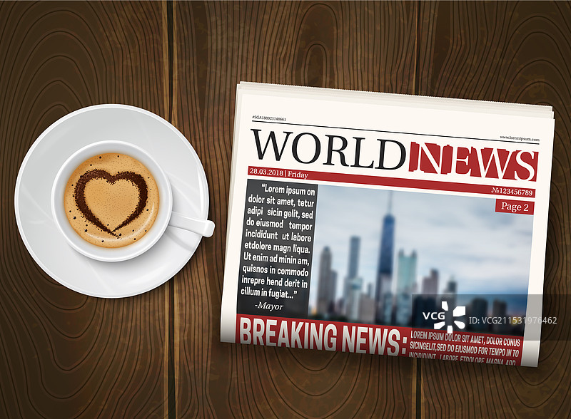 早晨报纸木质背景海报图片素材