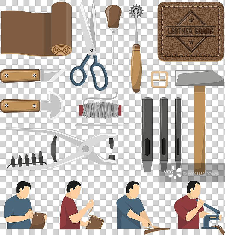 皮革工具装饰图标集图片素材
