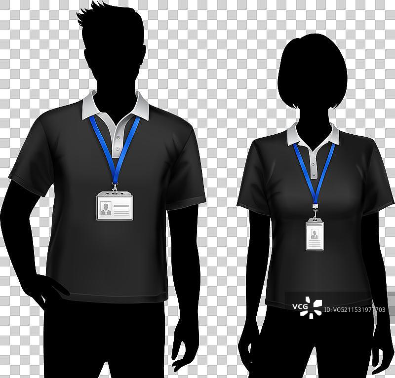 员工剪影身份证件徽章图片素材