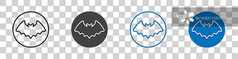 蝙蝠图标扁平可编辑图标标记集图片素材