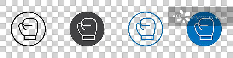 拳击手套图标平面可编辑图标标记集图片素材