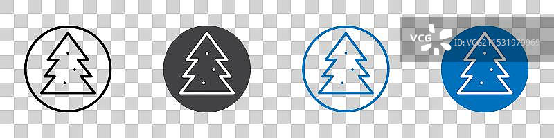 圣诞树图标 平面可编辑图标标记集图片素材