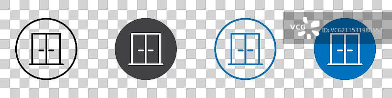 双扇门图标 平面可编辑图标标记集图片素材