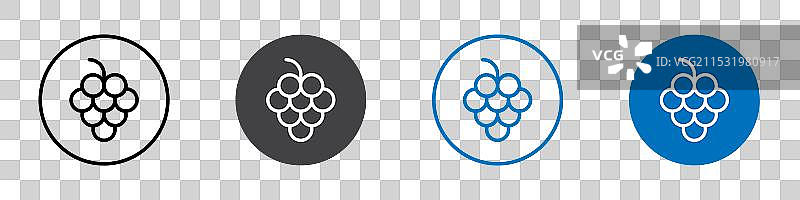 平面可编辑的葡萄图标标记集图片素材