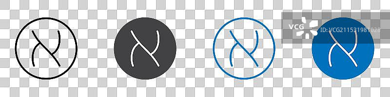 希伯来字母图标扁平可编辑图标标记集图片素材