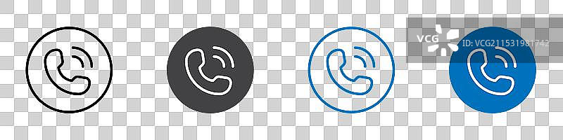 电话图标扁平可编辑图标标记集图片素材