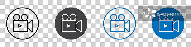 播放投影仪图标扁平可编辑图标标记集图片素材