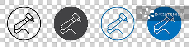 牙科钻头平面可编辑图标标记集图片素材