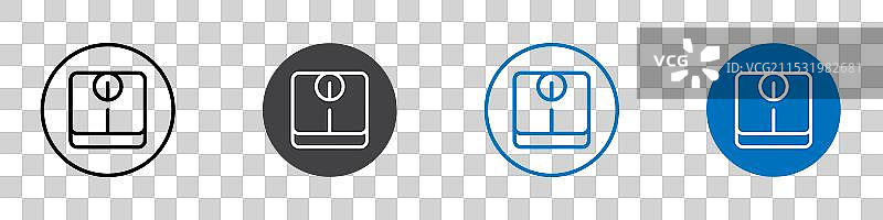可编辑的平面体重秤图标标记集图片素材