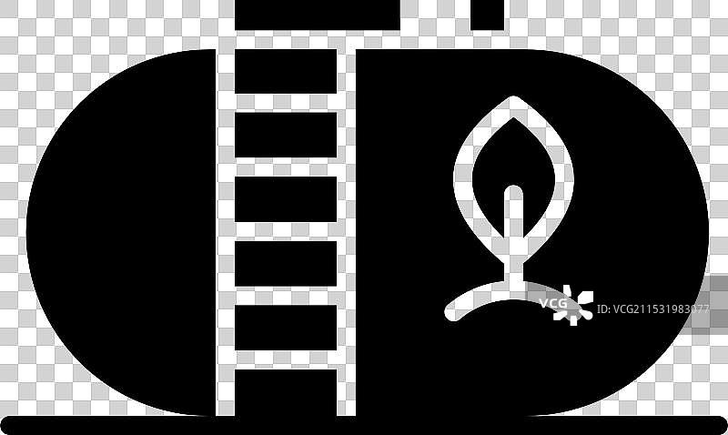 带叶子的气体罐或容器的实心图标图片素材