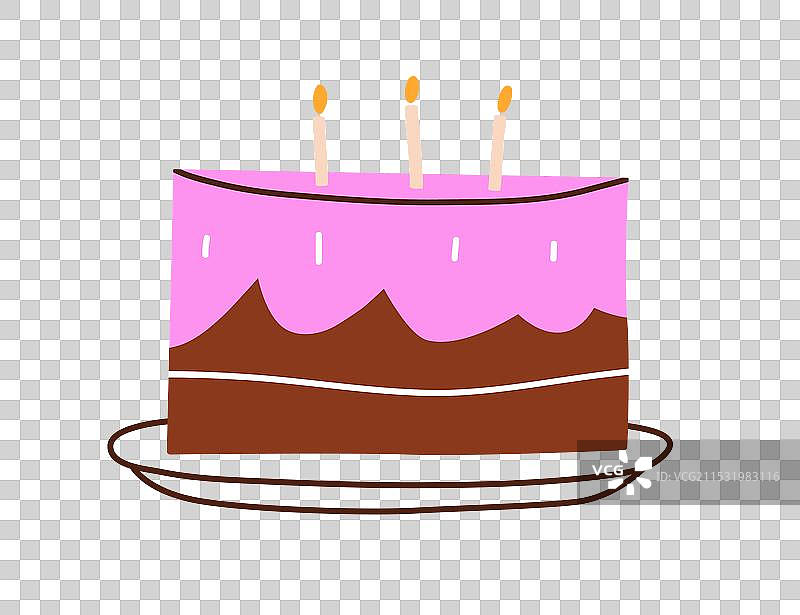 装饰有奶油的生日蛋糕，上面插着蜡烛图片素材