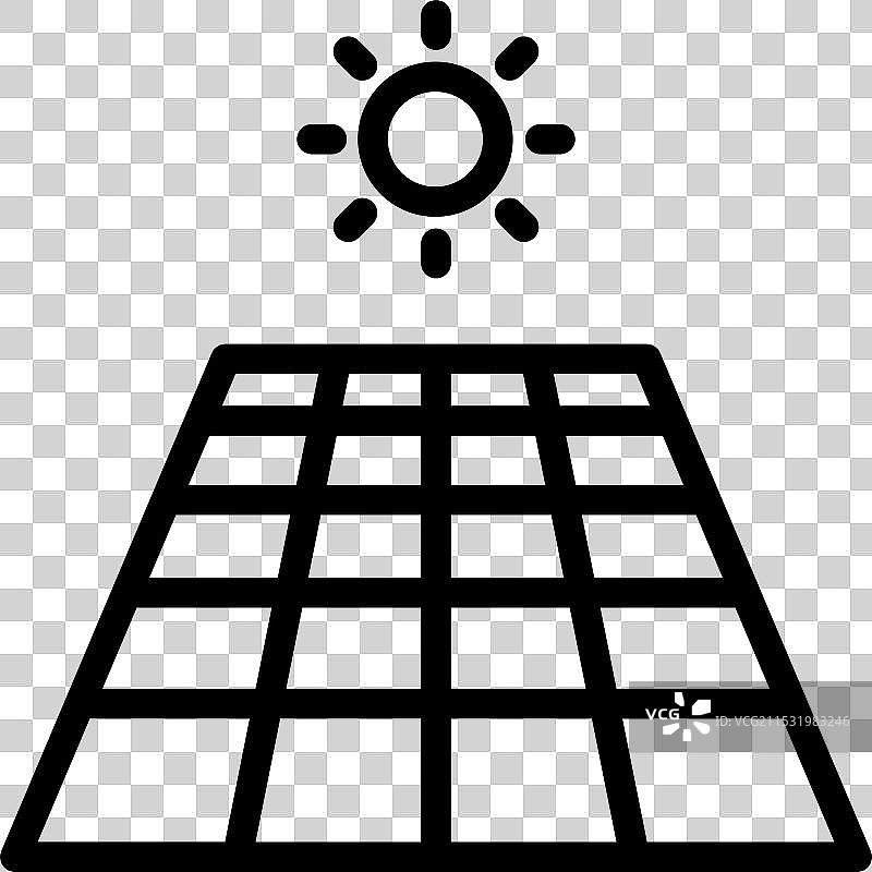 太阳能电池板和太阳的图标线条，倡导绿色环保图片素材