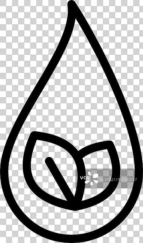 水滴和叶子的生态自然图标线条设计图片素材