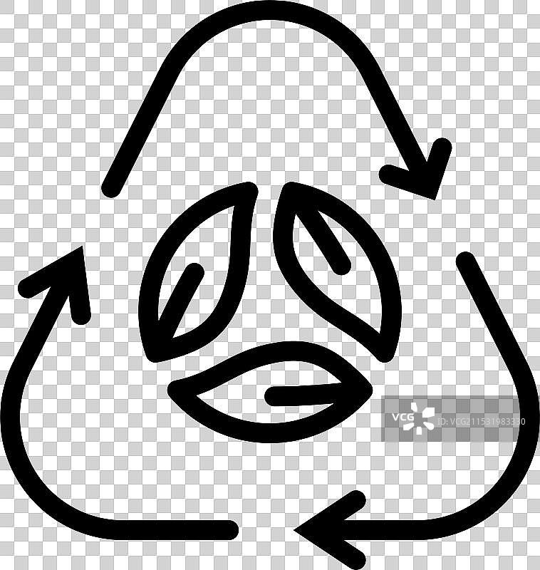 绿色环保三角形叶子回收标志图片素材