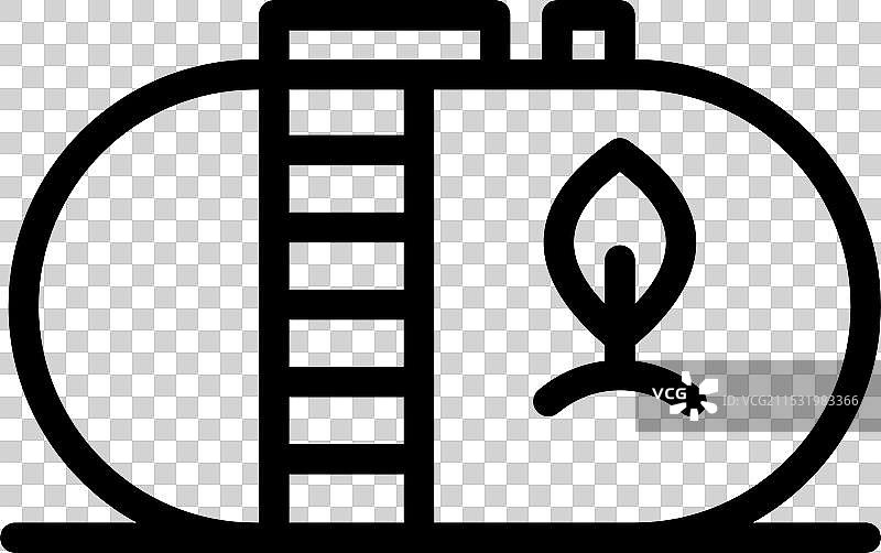 带叶子的生态气体罐或容器图标线条图片素材