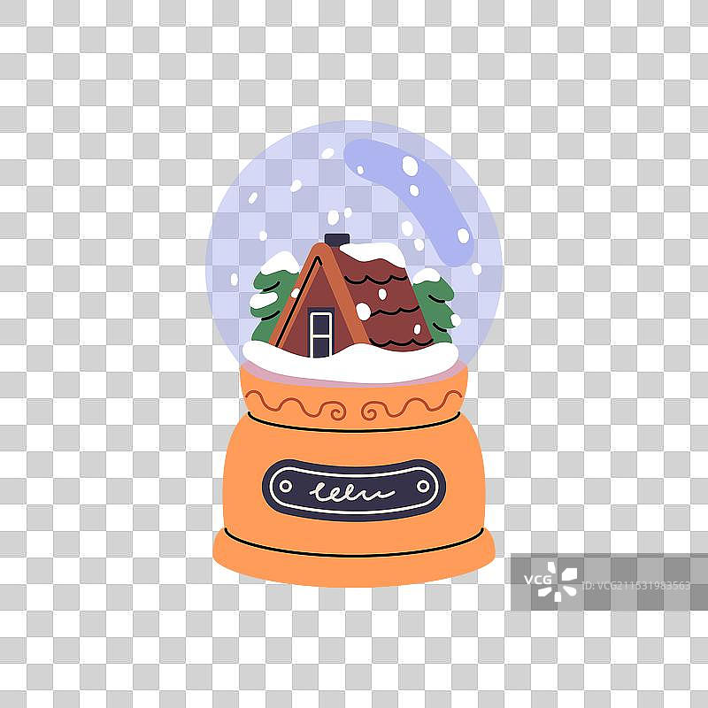 传统圣诞雪花球，里面有一个家图片素材